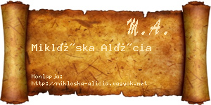 Miklóska Alícia névjegykártya